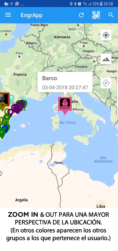 Consulta geográfica de distintos grupos.