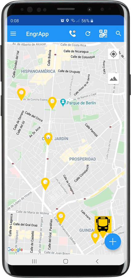Paradas y autobús de su ruta escolar.