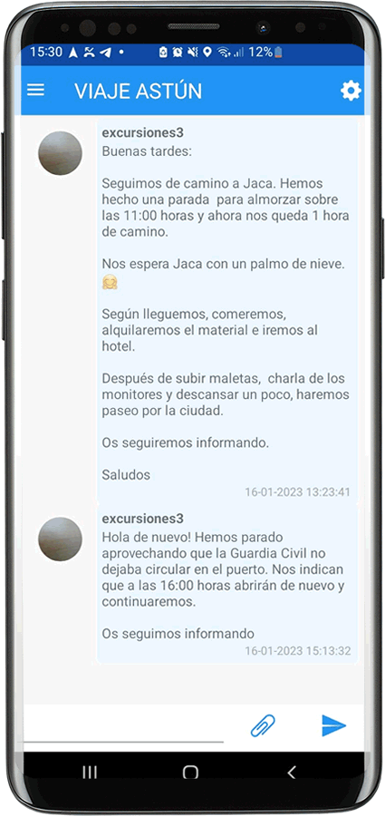 Ejemplo de avisos de una semana blanca.