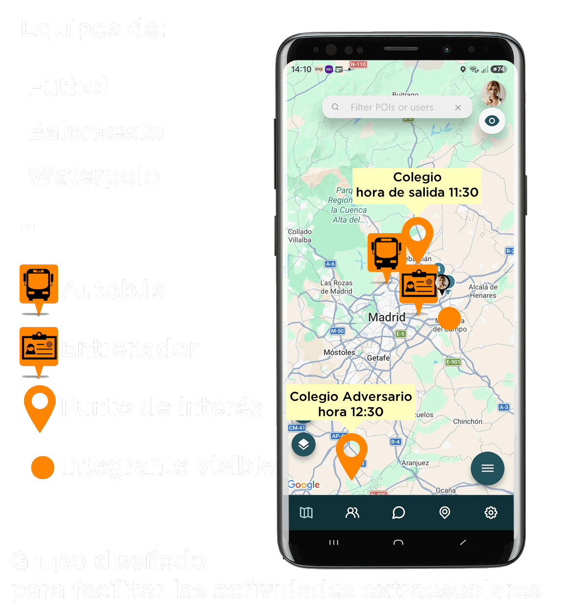 Actividades extraescolares en tiempo real